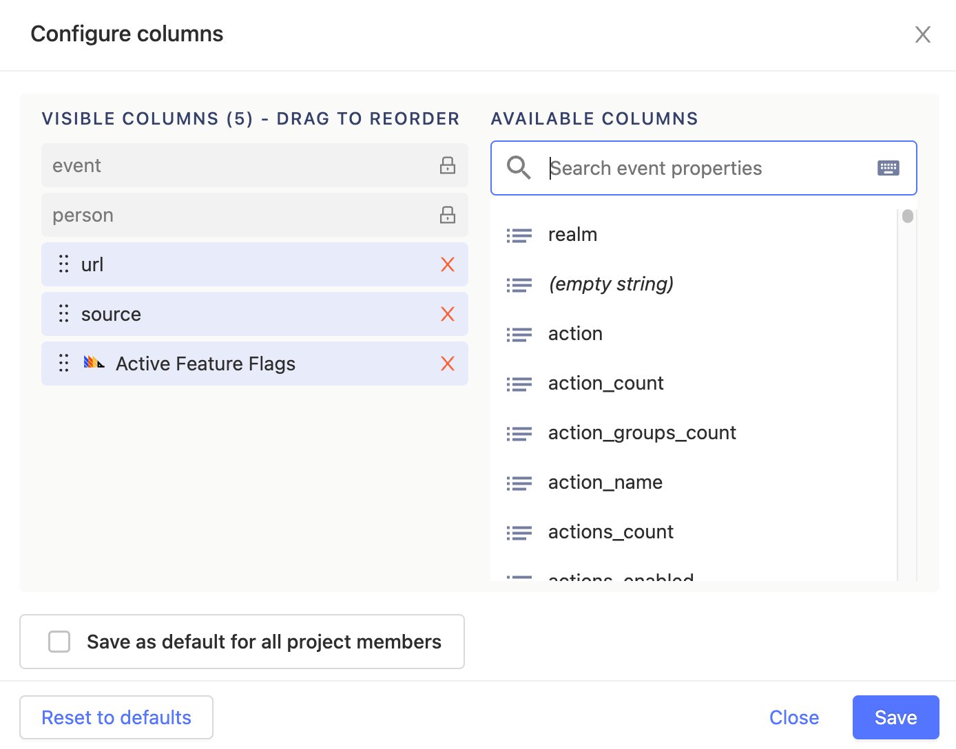 Configurable Columns