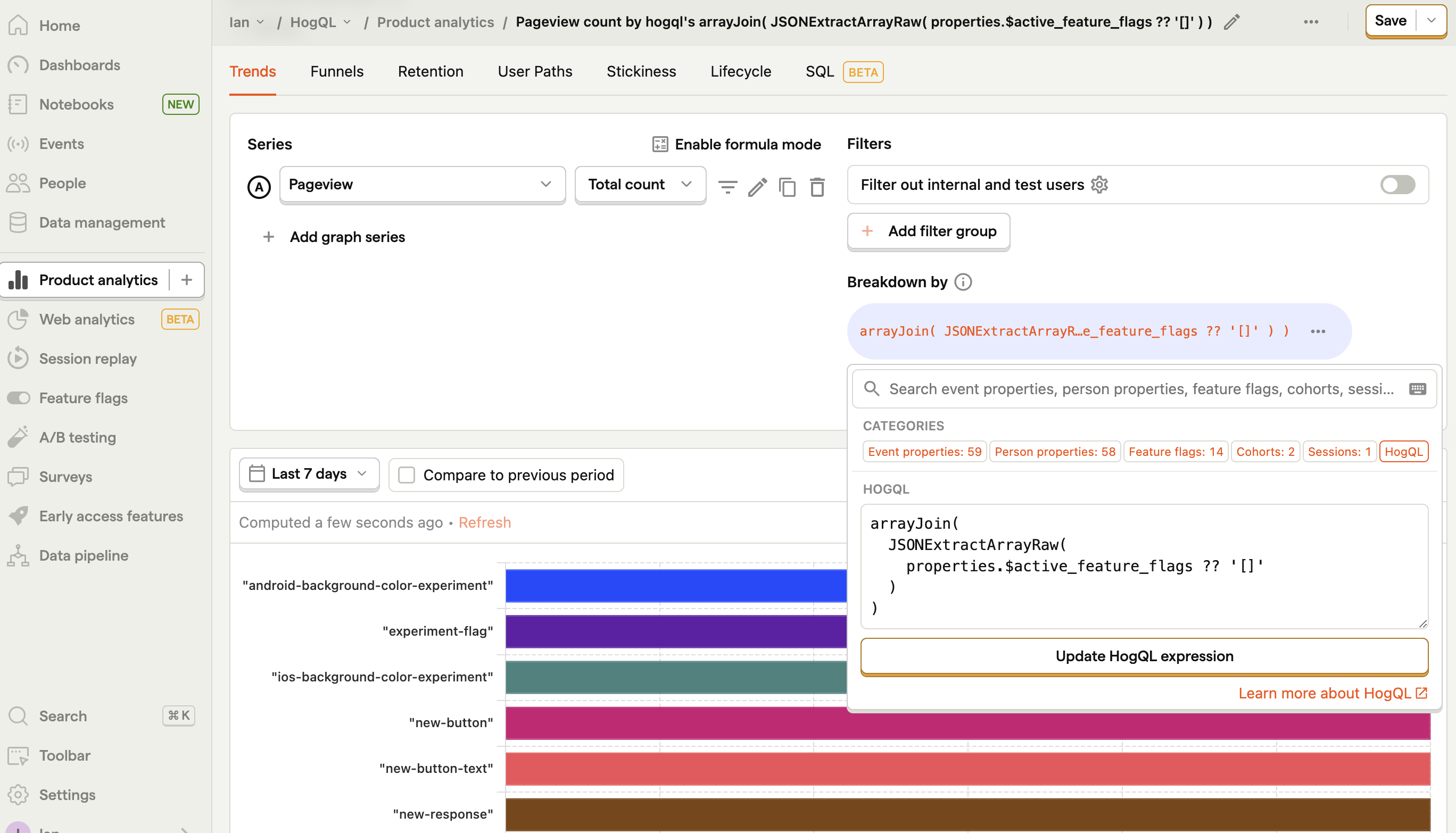 Breakdown HogQL