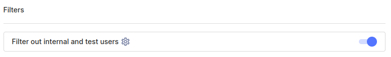 filtering internal and test users turned on
